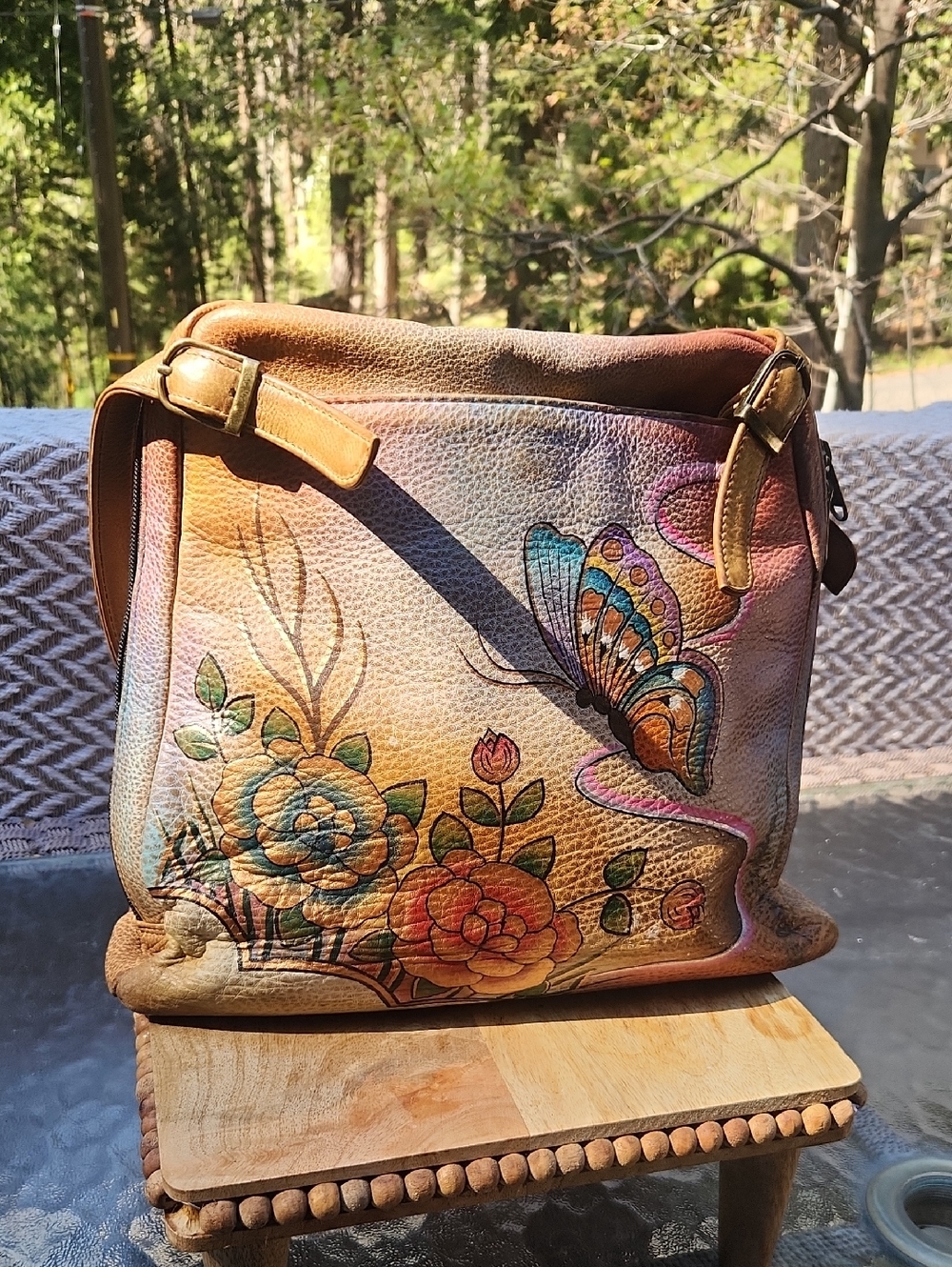 Anuschka Floral & Butterfly Leather Bag - Multicolor Boho Festival Gorp Dopamine